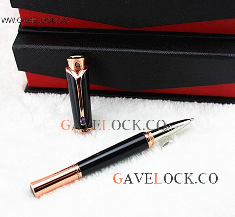 Clone Princess Monaco Rose Gold Clip Rollerball Pen Mont blanc Replica Pens